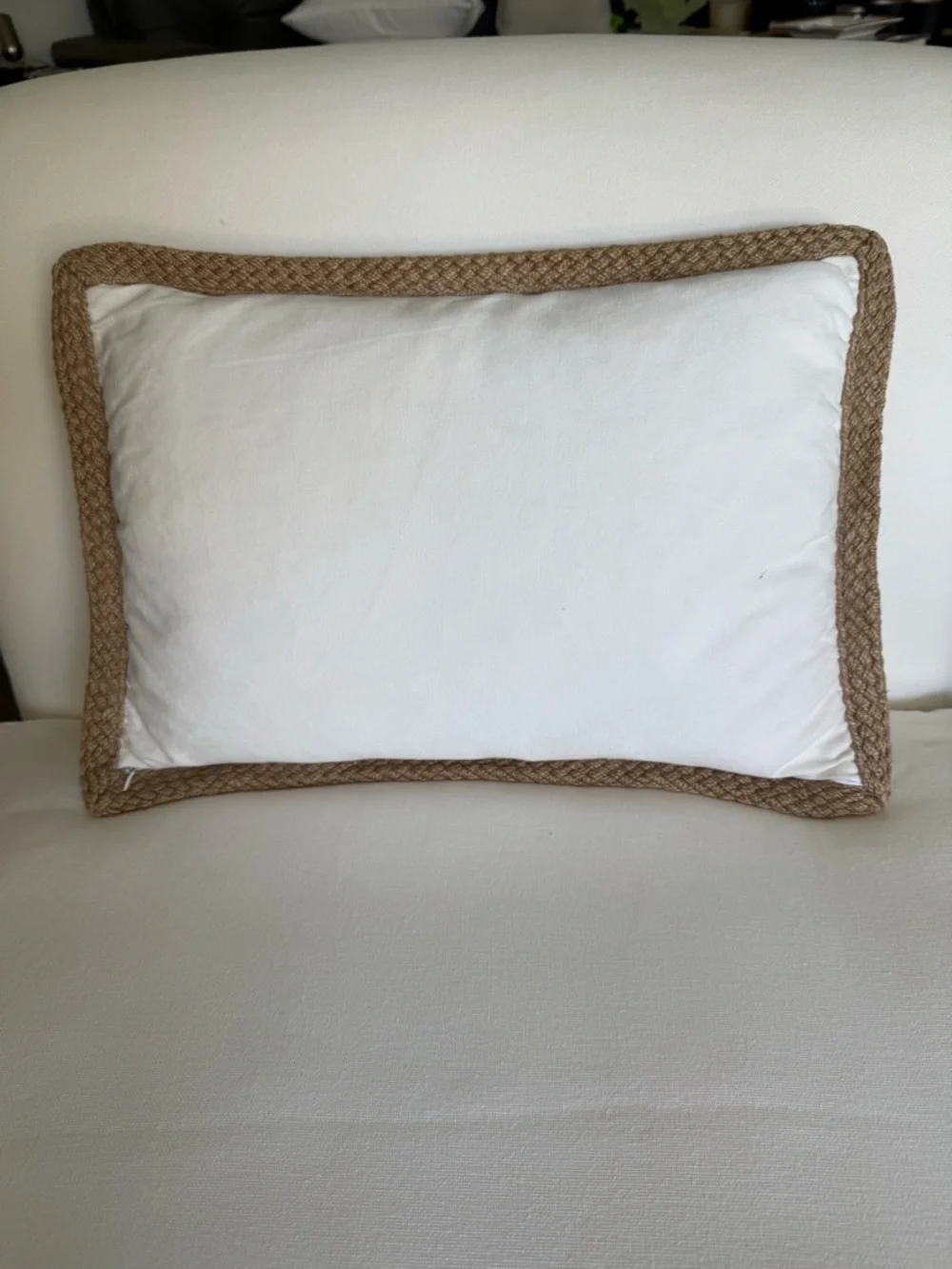 DOMAIN Cotton Jute Embroidered Bird Accent Pillow Duck Feather Insert 14x21